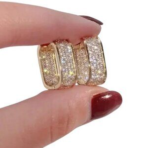 ** Gorgeous 18k Gold Plated CZ Hoop Earrings - Perfect for daily wear